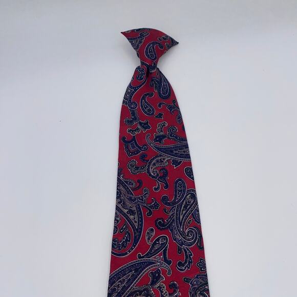 Don Loper Vintage Red Blue Paisley Clip-On Neck Tie Men's 19.5" - Picture 3 of 4